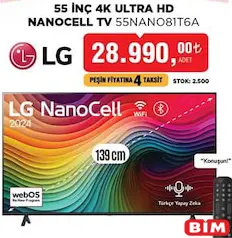 LG 55NANO81T6A 55 İNÇ 4K ULTRA HD NANOCELL TV